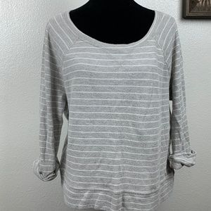 Soft Joie Emma Striped  Gray White French Top